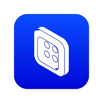 Square clothes button icon blue vector Illustrazione stock
