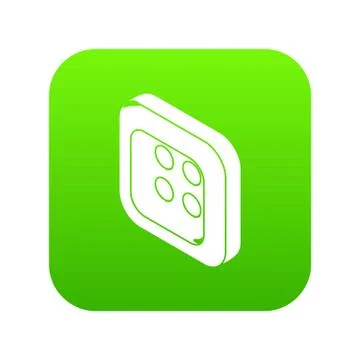 Square clothes button icon green vector Stock Illustration