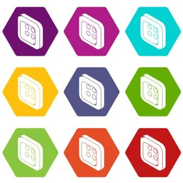 Square clothes button icons set 9 vector イラスト素材