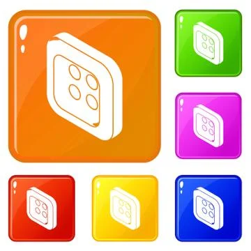 Square clothes button icons set vector color 库存插图