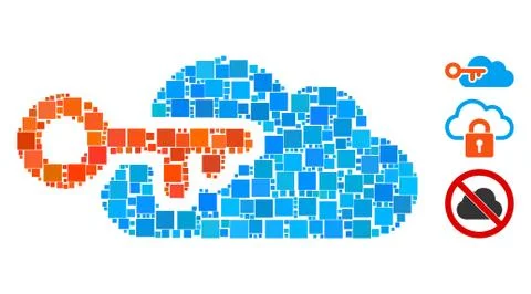 Square Cloud Access Icon Vector Collage Stock Illustration
