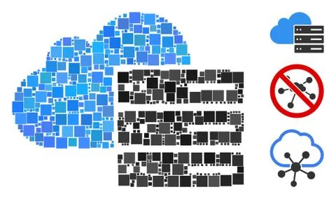 Square Cloud Computing Icon Vector Collage Stock Illustration