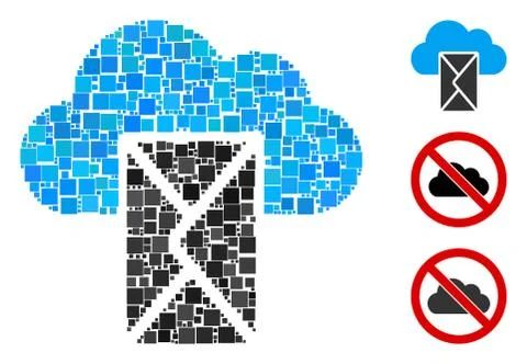 Square Cloud Mail Icon Vector Mosaic 스톡 일러스트