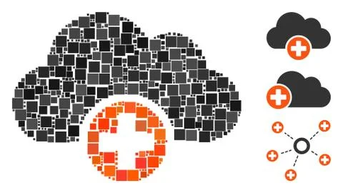 Square Cloud Medicine Icon Vector Collage Illustrazione stock