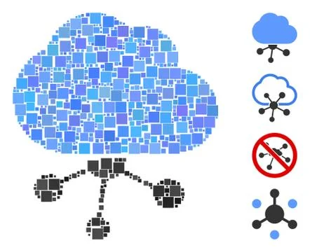 Square Cloud Network Icon Vector Mosaic Stockillustratie