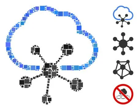 Square Cloud Network Icon Vector Mosaic Stockillustratie