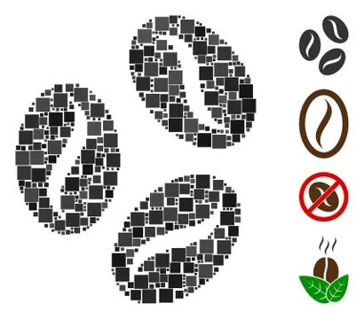Square Cocoa Beans Icon Vector Mosaic 库存插图