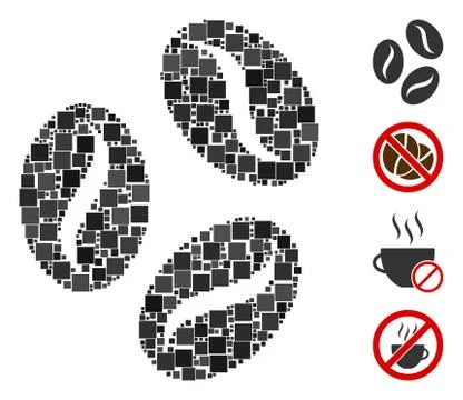 Square Coffee Beans Icon Vector Collage イラスト素材