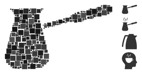 Square Coffee Cezve Icon Vector Collage Illustrazione stock