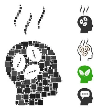 Square Coffee Dream Head Icon Vector Mosaic イラスト素材