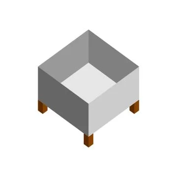 Square Coffee Table 3D Isometric Furniture Illustration 库存插图