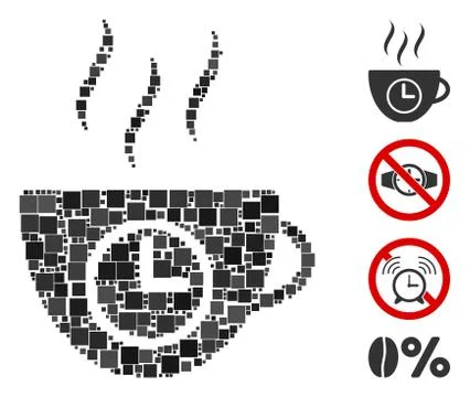 Square Coffee Time Icon Vector Collage Illustrazione stock
