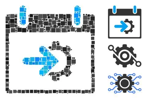 Square Cog Integration Calendar Day Icon Vector Collage Ilustración de archivo