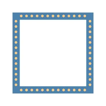 Square colorful blue frame with light bulbs. Vector Illustration Stock Illustration
