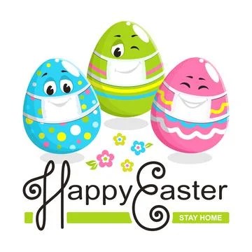 Square colorful happy easter greeting card.  Stock Illustration