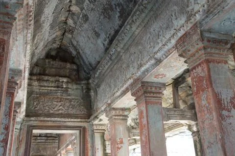 Square columns of the inner galleries Stock Photos