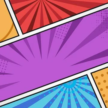 Square comic book pop art style background template vector Stockillustratie