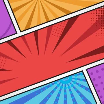 Square comic book pop art style background template isolated Stock Illustration