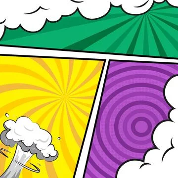 Square comic colorful frame cartoon background template isolated Stock Illustration
