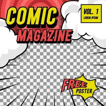 Square comic cover front page layout background template marketing Stock Illustration