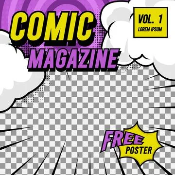 Square comic cover front page layout background template graphic Stock Illustration