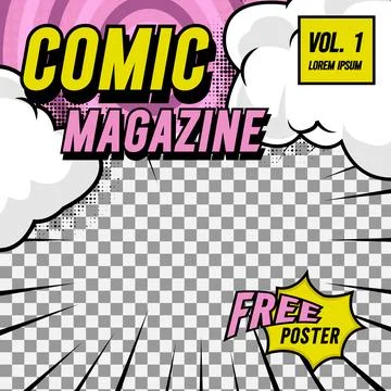 Square comic cover front page layout background template design Stock Illustration