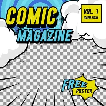 Square comic cover front page layout background template promotion Stock Illustration