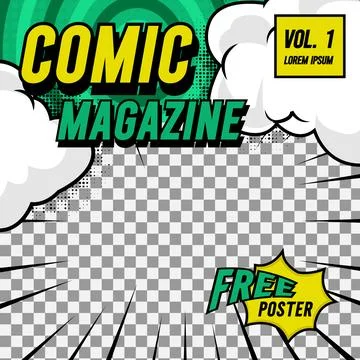 Square comic cover front page layout background template concept Stock Illustration
