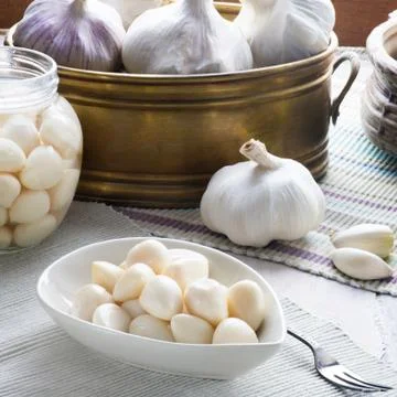 Square composition of garlic Stock Photos