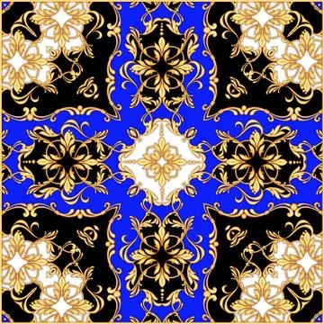 Square composition with golden scrolls and leaves Stock-Illustration