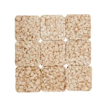 Square composition of nine crunchy rye crispbreads Stock Photos