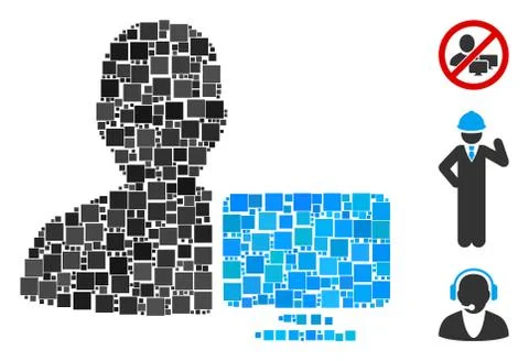 Square Computer Administrator Icon Vector Collage Illustrazione stock