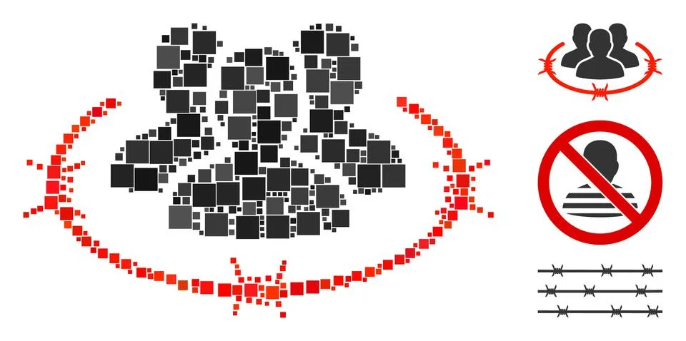 Square Concentration Camp Icon Vector Mosaic Stock Illustration