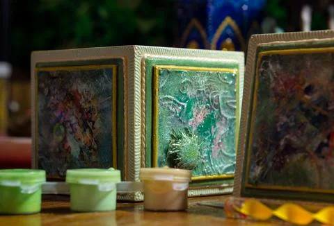 Square concrete candlestick Stock Photos