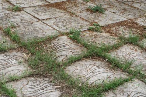 Square concrete grass pattern background texture backdrop. Stock Photos