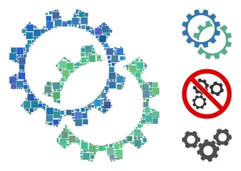 Square Configuration Gears Icon Vector Mosaic イラスト素材