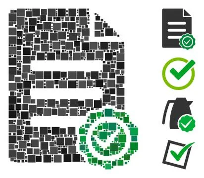 Square Confirmation Document Icon Vector Collage Stock Illustration