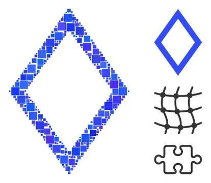 Square Contour Rhombus Icon Vector Collage Stock Illustration