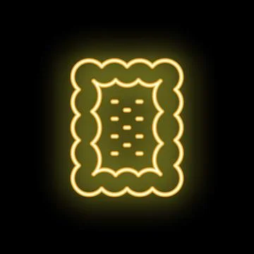 Square cookie glowing neon sign on black background Stock Illustration