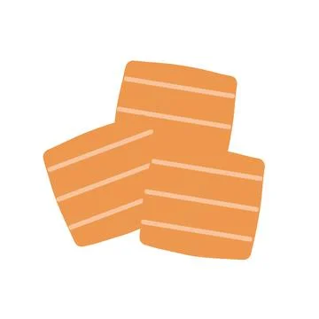 Square cookies with stripes on an isolated background. Appetizer or dessert.  Stock Illustration