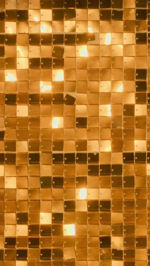 Square copper panels neatly arranged to form a full wall Stock Footage 339404649