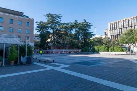 Square Cornelio Tacitoa terni without people due to corona virus Stock Photos