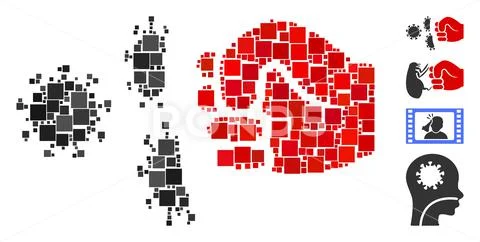 Square Coronavirus Fist Strike Icon Vector Mosaic Stock Illustration