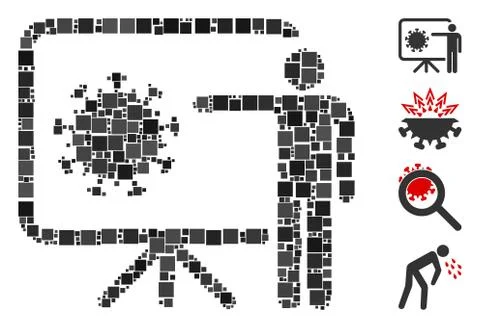 Square Coronavirus Lecture Icon Vector Collage Illustrazione stock