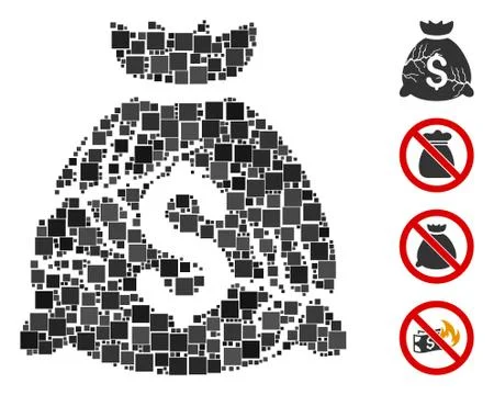 Square Corrupted Fund Icon Vector Collage Stock Illustration
