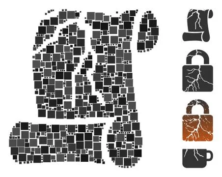 Square Corrupted Law Document Icon Vector Collage Stock Illustration