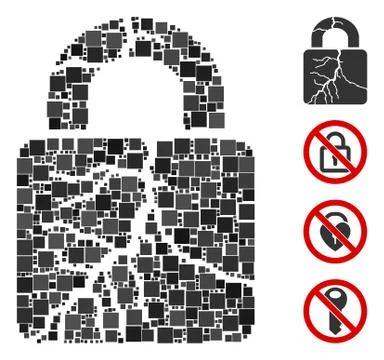 Square Corrupted Lock Icon Vector Mosaic Illustrazione stock
