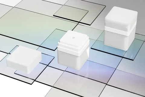 Square cosmetic jar packaging, translucent acrylic airless cream with pump Stock Illustration