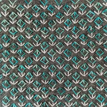 Square Cotton Fabric with Sashiko Pattern.  Stock Photos
