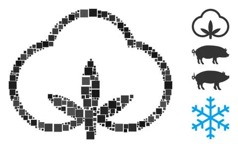 Square Cotton Icon Vector Collage Stock Illustration